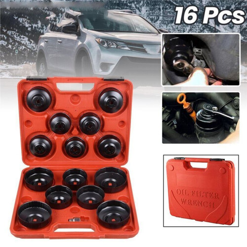 16Pcs Oil Filter Wrench Set - Comprehensive Cup & Socket Removal Tool Kit for Efficient Car Maintenance 1