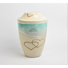 Personalised Hearts Ceramic Urn for Adult Human Ashes Custom Funeral Memorial Urn with Laminated Finish, Secure Pull off Lid & Ashes Bag Included