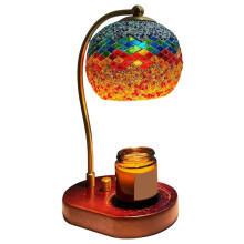 Mosaic Candle Warmer Lamp with Dimmer - Stained Glass Electric Wax Melt Warmer, Style Turkish Lamp US Plug