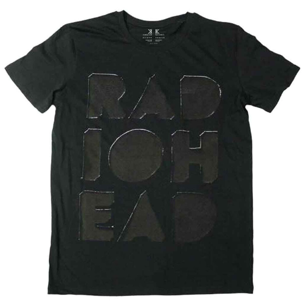 Radiohead (L, ) Note Pad Debossed Band Logo T Shirt Black