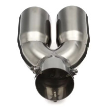 Universal 76mm Edelstahl Auto Auspuff Schalldämpfer Spitze Y-Typ Doppel Outlet Auto Schwanz Hinten Chrom Runde Auspuffrohr