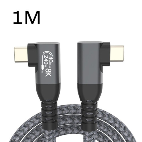 Cable USB 4 Ángulo de 90 Grados 40Gbps USB4 Codo Tipo C Cable de Transferencia de Datos USB C PD240W Carga Rápida 1M 1