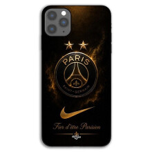 Coque de téléphone - MANIACASE - iPhone 11 Pro - Silicone TPU - Noir et dorée - Motif PSG double champion