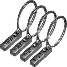 4 Pcs 23-3/5 Inch Steel Rope Cable Locks with Combination 4 Digit Resettable Security Lock for Bikes Lockers