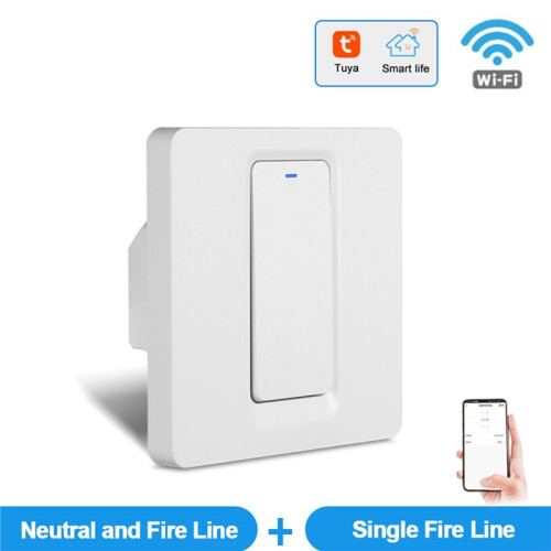 1 Way Tuya WiFi  Light  EU UK Neutral Wire Required  Button Wall Switches with LED Indicator App Control 1