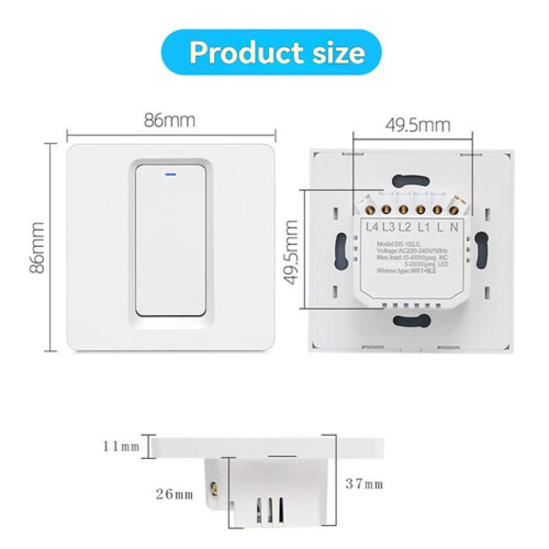 1 Way Tuya WiFi  Light  EU UK Neutral Wire Required  Button Wall Switches with LED Indicator App Control 2