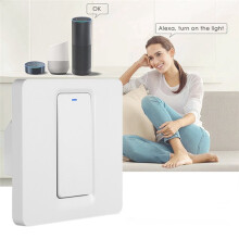 1 Way Tuya WiFi Light EU UK Neutral Wire Required Button Wall Switches with LED Indicator App Control