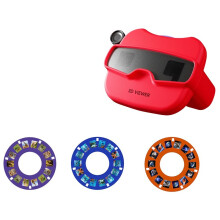 3D Slide Camera Children'S Toys with 3 Reel 3D Stereoscopic Viewer Toy 2 Colors Portable 3D Slide View Finder Red