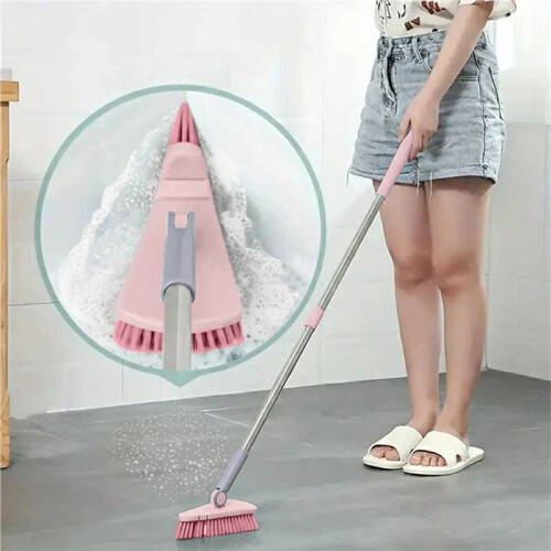 4X A Long Handled Hard Bristled Triangular Floor Brush, Bathroom Tile  Cleaning Brush