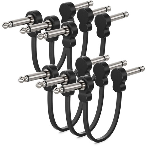 6-Pack Gitarrpatchkablar 4,7", 1/4" Rätvinklig Gitarrkabel, Syrefri Koppar och Dubbel Skärmning för Extremt Lågt Brus