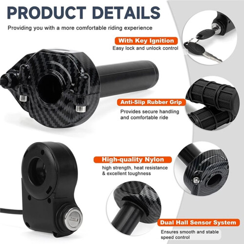 Full Twist Throttle with Key Ignition for Ridstar Q20  Electronic Throttle Lever, Accelerator Grip 2
