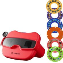 3D Slide Camera Children'S Toys with 6 Reel 3D Stereoscopic Viewer Toy 2 Colors Portable 3D Slide View Finder Red