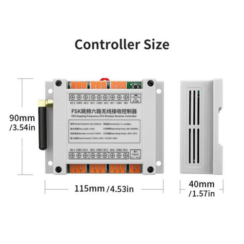 DC12V-36V 433Mhz 6CH FSK Wireless Remote Control  for Distribution Box PLC Programmer Elevator Remote Control 1