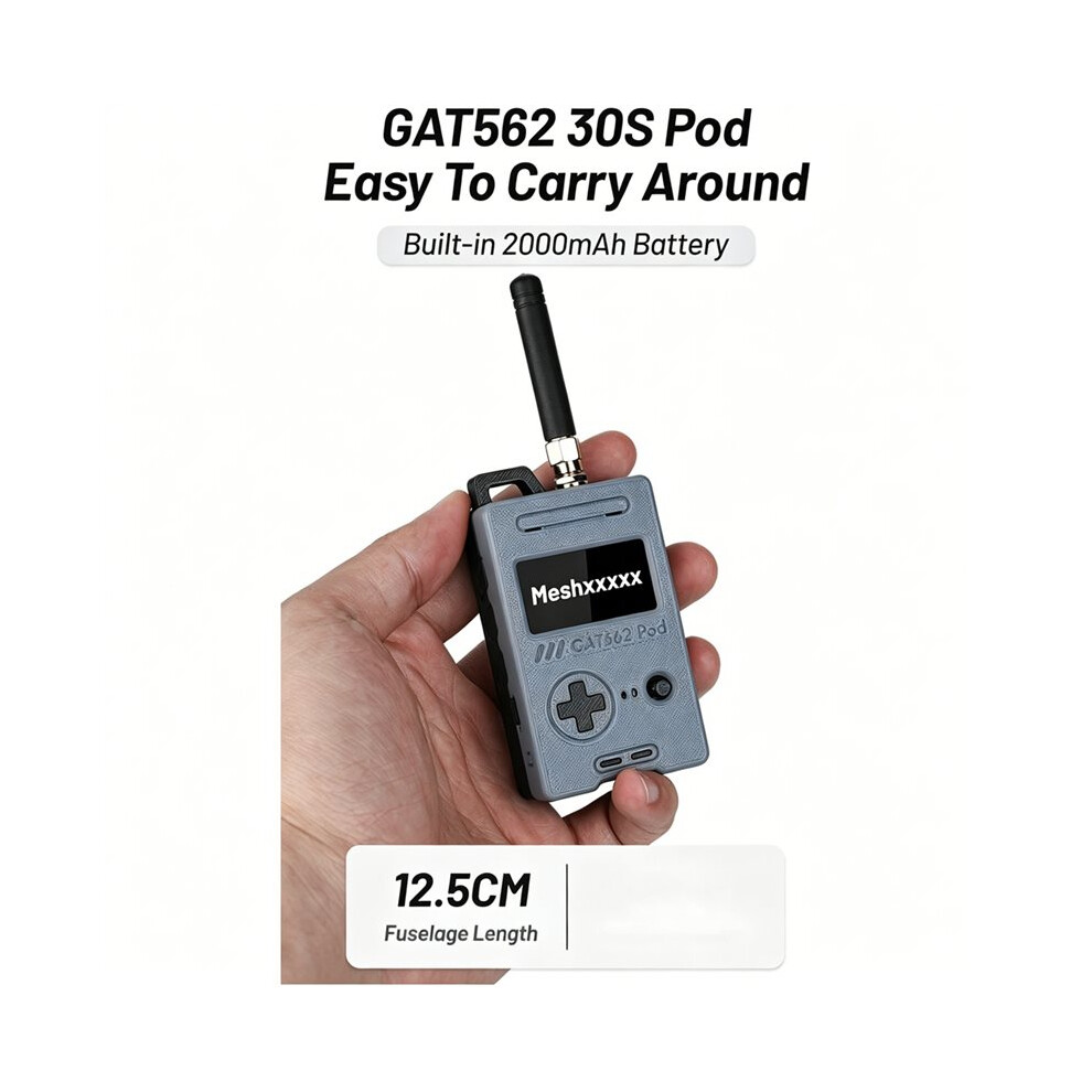 Gat562 30S Pod Meshtastic Nrf52840 Lora Module Sx1262 L76k Gps 30Dbm Lora Meshcore Node With 2000Mah Battery 915Mhz 4712837660727