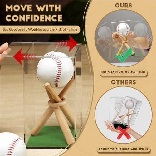 Baseball Display Case, Clear Acrylic Stable & Secure Game  Holder Showcase for Autograph Single 1