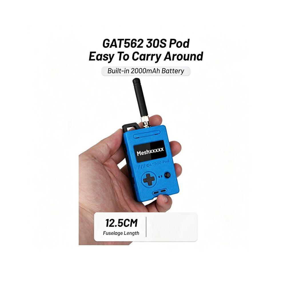 Gat562 30S Pod Meshtastic Lora Nrf52840 Sx1262 L76k Gps 30Dbm Lora Radio Meshcore Node+2000Mah Battery + Case 915Mhz 4712439096870