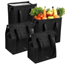 4-Pack Insulated Grocery Bags, Thermal Handbags with Zippered Top & Handles for Shopping & Food Delivery
