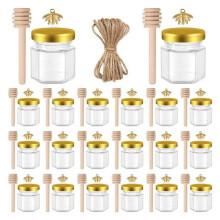 20er Pack 45ml Honiggläser mit Bienenanhängern, Jute - Perfekt für Partygeschenke und Hochzeitsgeschenke