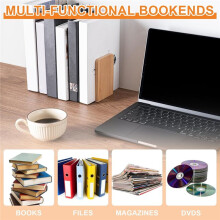 2 Fermalibri In Legno per Scaffali, Fermalibri per Libri Pesanti, CD, Documenti, Videogiochi, Organizer per Libri per La Scuola A Casa