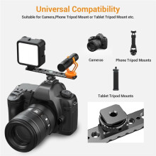 Montage à Chaussure Froide Double pour Vlogging, Support de Microphone en Métal avec Trous à Vis de 1/4" pour DSLR, Microphone