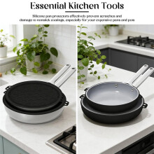 3-Piece Silicone Pan Protectors Set for 8", 10", 12" Nonstick Frying Pans Dishwasher Safe