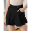 Women Solid Color Casual Shorts Black S 5