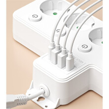 Tomada Multitap de Energia AC com Plugue EU, Protetor de Surto para Casa, Filtro de Rede USB B:Branco