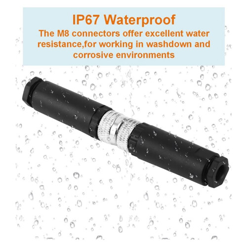 2Pack M8 Male & Female Aviation Wire Connector, Panel Mount Connector, Circular Sensor Interface 3pin 2