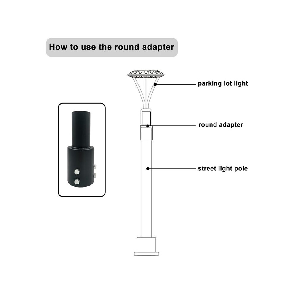 Tenon Slip Fitter Adapter For 3 Inch Round Pole, Heavy Duty Metal Outdoor Mounting Bracket For Led Lighting 6032318668188