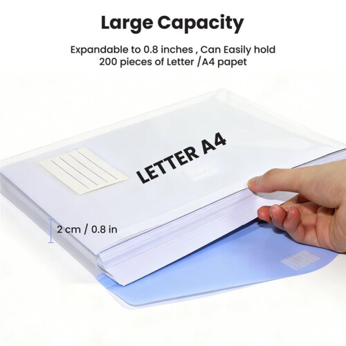 11Hole Binder Pockets, A4 Document File Folders,Transparent, Waterproof, Large-Capacity Storage Bag,Workplace School Use 2