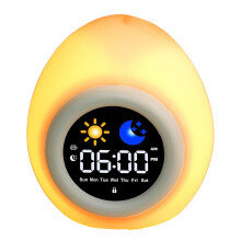 Alarm Clock for Kids Toddlers, Cute Touch Night Light with 6 White Noise Sound Machine, Ok to Wake Clock for Kids