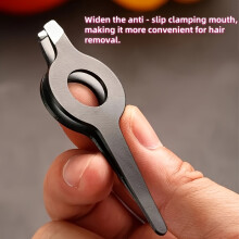 (Black) Professional Stainless Steel Slant Tip Tweezers with Hollow Handle - Precision Eyebrow Shaping & Facial Hair Removal Tool