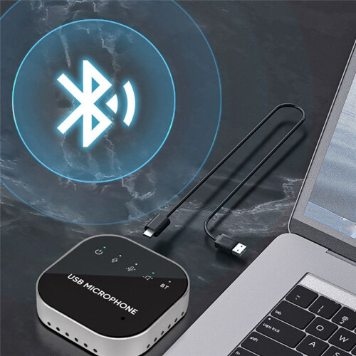 Desktop USB Conference Speakerphone BT Microphone 360 Omnidirectional Condenser Computer Mic with Speaker 2