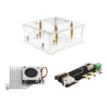 For Raspberry Pi 5 Case + Radiator Fan + -Compatible to HD Adapter Board Support Dual 4K Output Expansion Board