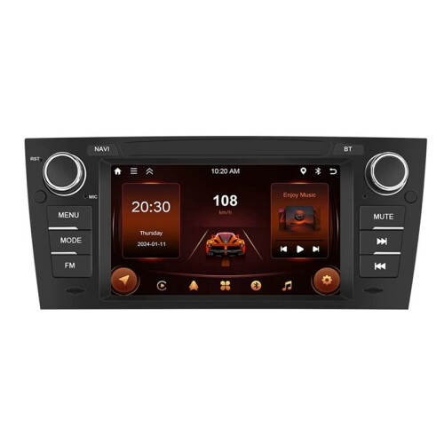 Rádio de Carro para  Série 3 E90, 2 Din 7 Polegadas Android 13 2G e 64G Carplay Android Auto  GPS FM Multimedia Player