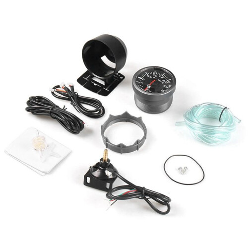 Dyno Racing 2,5 Polegadas 60mm Car Turbo Boost Gauge 3 BAR Branco e Âmbar Dual Led Display com Aviso de  Medidor de Carro Medidor de Carro