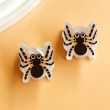 (Spider) 2pcs Halloween Cute Pumpkin, Ghost, Spider, Bat, Cat Various Elements Mini Acrylic Hair Clips - Suitable for Women'S Holiday
