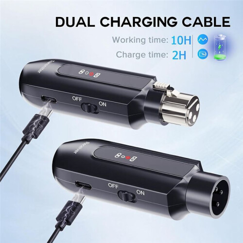 Convertitore per Microfono Wireless 2.4G XLR Sistema per Microfono Wireless Trasmettitore e Ricevitore per Microfono Dinamico