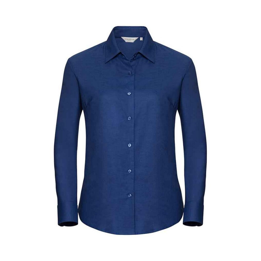 Russell (3Xl, Bright Royal ) Womens/Ladies Oxford Easy-Care Long-Sleeved Shirt Blue