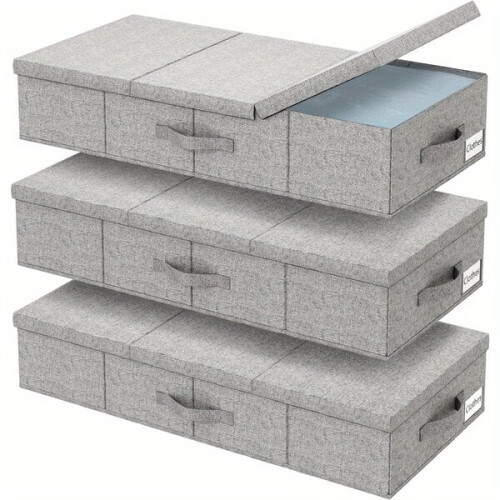 Large foldable storage box with lid and handles. 1