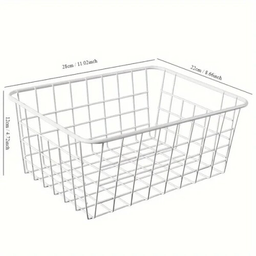 Iron storage basket for cosmetics shelf for the room.