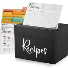 Witte houten receptenbox set