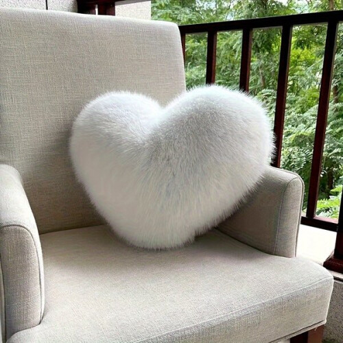 Modern Fur Heart Pillow