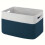 Woven cotton storage box with handles, blue/white 1