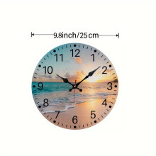 Reloj de pared con diseño de puesta de sol en la playa.