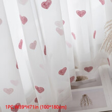 Sheer curtain with heart pattern, 100x180 cm