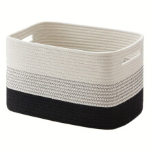Aufbewahrungsbox aus gewebter Baumwolle mit Griffen, schwarz/weiß