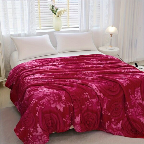 Polyester-Strickdecke mit Blumenmuster 2