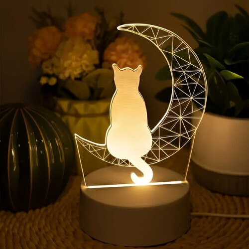 Veilleuse 3D avec un chat 2