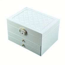 Caja de joyería de piel sintética, elegante organizador de almacenamiento